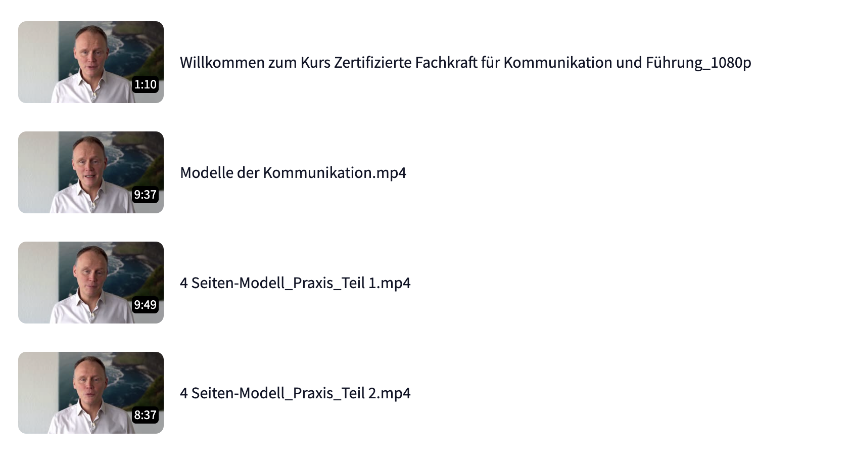 Vorschau auf den Kursbereich mit Video-Lektionen